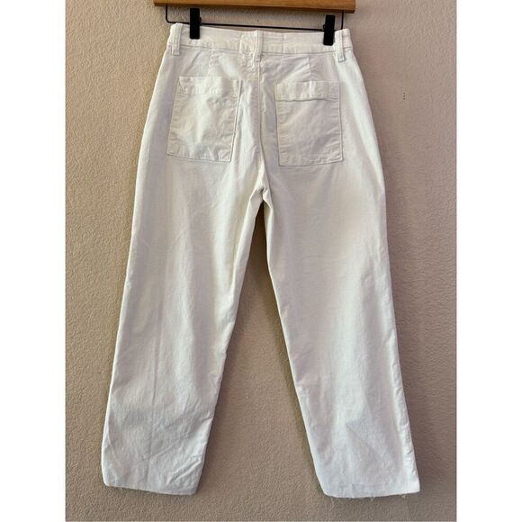 Frank & Eileen Kinsale White Pants Size 2 Raw Hem Cotton Corduroy Stretch - Picture 9 of 16
